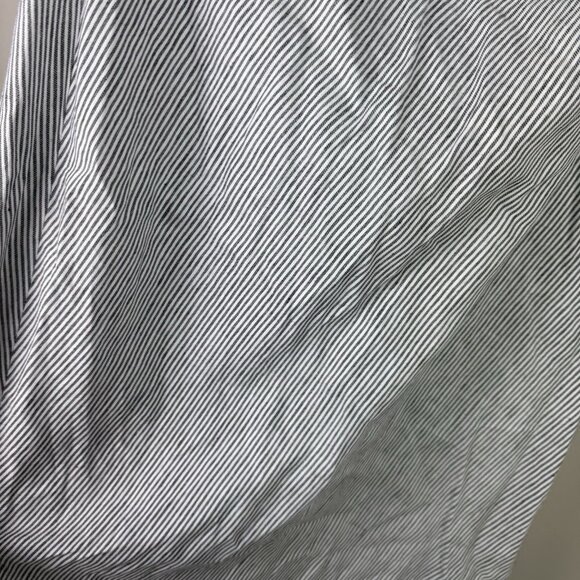 Vince Striped Cotton Linen Midi Dress Size 4 Gray White Summer Casual - Picture 5 of 9